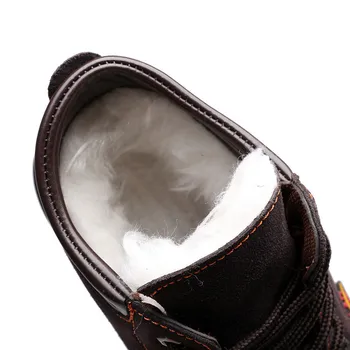 MEİL Deri Erkek Kışlık Ayakkabı Bot erkek ayak Bileği Çizme Erkek Kar İş Çelik burun Sıcak Peluş Kürk Emniyet Ayakkabıları çizmeleri