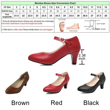 Meotina Büyük Boyutu 34-42 Bahar Toe Mary Jane Kariyer Tıknaz Yüksek Topuk Siyah Bayan Ayakkabı Sivri Pompaları Kadınların Yüksek Topuklu Bayan Ayakkabı