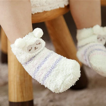 Mercan Bebek Çorap Karikatür Çocuk Erkek Kızdan Kat Çorap Kısa Çorap Anıt Slip Bebek Sıcak Çocuk Giyim Sonbahar Kış Çorap Bebek