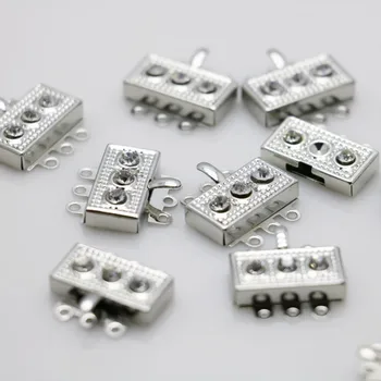 Metal parçalar Takı Yapımı Tasarım İşleme Bilezik ve Kolye için 3 Dikdörtgen DİY düğme satır Gümüş için 10 ADET Bağlantı Parçaları-plaka