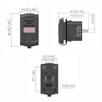 Metre LED Voltmetre Gerilim anahtarlama Paneli Rocker Switch ile 12 V-24 V Kullanım 5 V 4.2 Çift USB Şarj Priz Bağlantı Noktaları