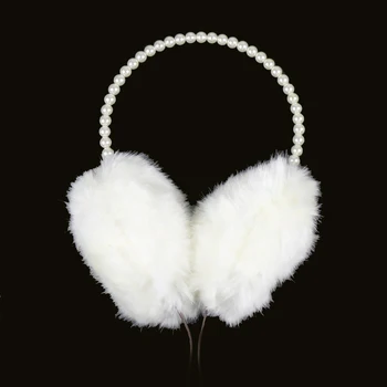 Mikrofon Kış Termal Kulaklık Kulak Sıcak Moda Kız Hediye İle 2016 Yeni İnci Kafa Bandı Sevimli Tavşan Saç Peluş Kulaklık