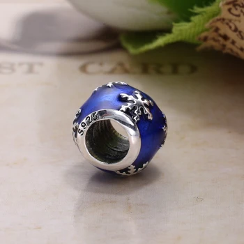 Mineli Boncuk Moonmory Kış Mavi Mineli Kartanesi Gümüş charm 925 Gümüş Pandora Bilezik DİY Takı Yapımı Fit