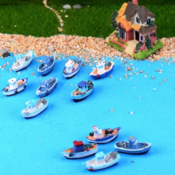 Mini Bahçeler Peri Bahçe İçin 4 adet Reçine Model Gemi Minyatürleri Teraryum Figürler Minyatür Ev Dekorasyon El Sanatları