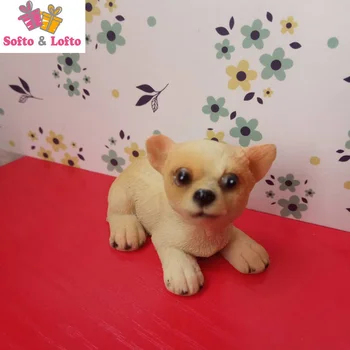 Mini reçine Chihuahua köpek figürü,araba, stil, ev bahçe dekorasyon,yavru köpek hayranları koleksiyonu makale Noel hediyesi oyuncak