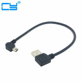 Mini USB 90 Derece Sola USB 2.0 Erkek Verilere Açılı Erkek Sol 5Pin Kablo 20cm Şarj