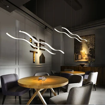Minimalist Modern Dalga Hanglampen Süspansiyon Kolye Lamba Fikstür Asılı Yemek Odası Oturma Odası Kolye Işık LED
