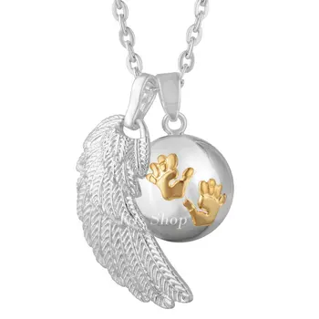 MİX FN14 melek kanadı kolye İle Eudora Melek Arayan Gebelik Kolye Moda Takı Bakır Metal Çan Bola-