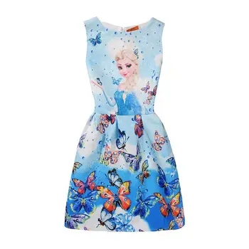 Moda Elsa Bebek Kız Noel için Kelebek Çiçek Kolsuz Prenses Elbise Snow Queen Anna Elza Elbise Elsa Kostüm Elbise