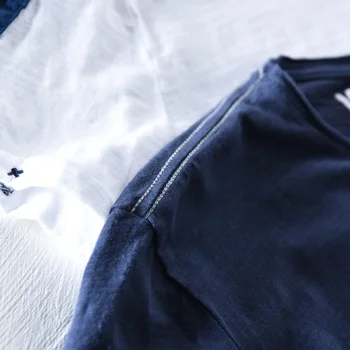 Moda keten t shirt erkekler kısa nefes alabilen yumuşak koyu mavi t %100 pamuk Rahat Yüksek kaliteli top&tee boyutu M gömlek 2XL kol-