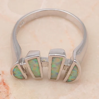 Moda marka Gümüş kadın Opal takı ABD SZ için #6.5 #6.75 #7.5 #7,75 OR379 Moda Takı Yeşil Opal Yüzük Damgalı