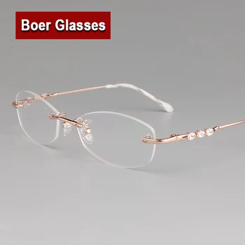 Moda saf titanyum 958 hafif Çerçevesiz Gözlük Miyop Gözlük Optik Reçeteli Gözlük Çerçeveleri Kadın Gözlük