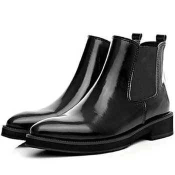 Moda Siyah Bayan Rugan Yuvarlak Ayak Bileği Çizmeler Düşük Elbise Ofis Dikiş Ayakkabı Nancyjayjii 4-15 Üzerinde Chelsea Slip Topuklu
