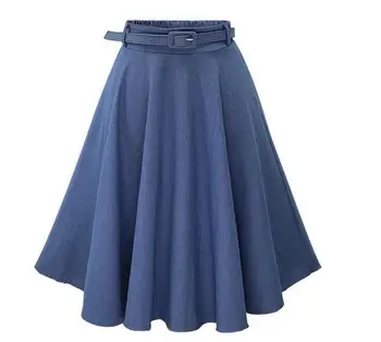 Moda sonbahar Elastik Yüksek Bel İnce uzun mujer Kot-line Etek saia midi Mavi Kuşak Avrupa Yaz Kadın Kot Bir Etek
