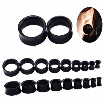 Moda Vücut Takı Akrilik Kulak Eti 5 Moda Piercing Siyah Akrilik Kulak Tıkacı 9 farklı boyut-20 mm hediyeler Tünelleri