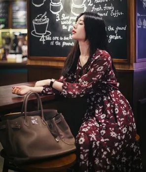 Moda yeni kadın Elbise moda tasarım çiçek baskı artı boyutu yaz Çiçekli elbise uygun Kore ince elbise ve uzun kollu 7