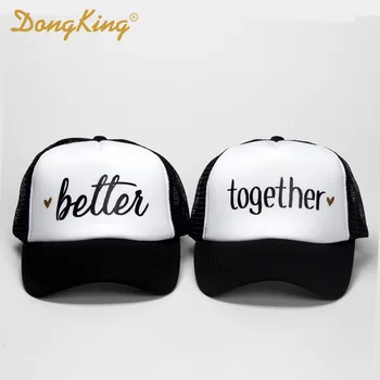 Moda şapkası DongKing Birlikte daha İyi Mektuplar Çiftler için En Kaliteli Kapaklar karı Koca Düğün Romantik Hediye Yazdır