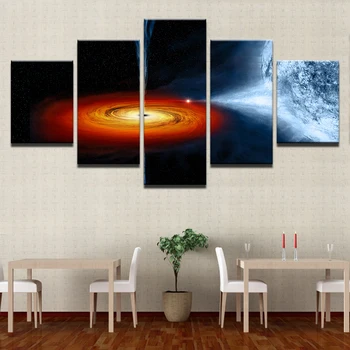 Modüler Ev Dekor Duvar Sanat Resim Çerçevesiz HD Basılı Dünya'nın 5 Adet Evren Uzay Kara Delikler Poster Tuval Resimleri