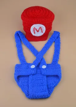 Moeble Tığ Süper Mario yeni Doğan Fotoğraf Sahne Örme Süper Mario yeni Doğan Eve Kıyafetler İlham Noel ŞAPKA Tığ