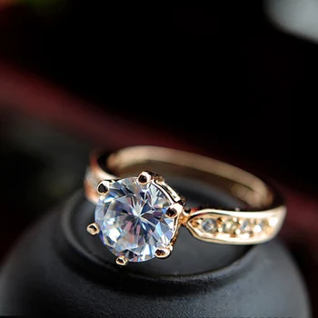 MOONROCY Damla Nakliye Mücevher altın Rengi Düğün Avusturya Kristal Yüzük moda nişan yüzüğü Kadınlar için Gül