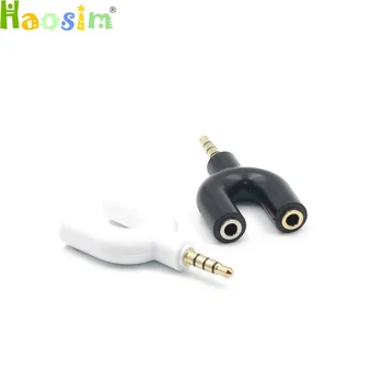 MP3 MP4 3.5 Cep telefonu İçin Kulaklık Adaptörleri Onunla yeni 1 2 Erkek Kadın Kulaklık Kulaklık U Şekli Stereo 2 yollu mm Jack