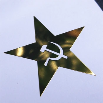 MT üç Ratels-023# 57*60 mm Çekiç ve Orak Yıldız metal altın nikel araba etiket araba çıkartmaları