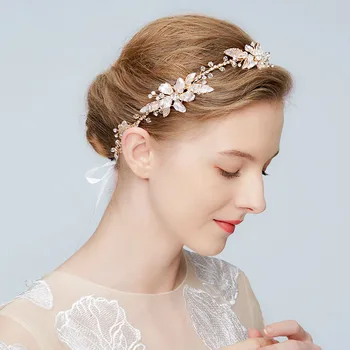 Muhteşem Lüks el Yapımı Kristal İnci Çiçek Düğün Gelin Tiara Başlık kafa Bandı Saç aksesuarları Nedime Taslar