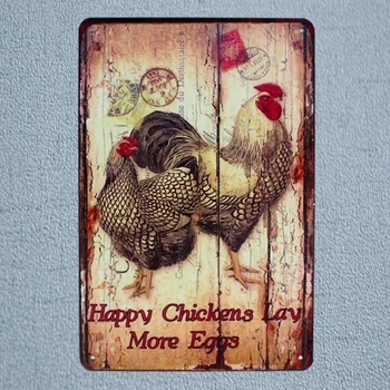 Mutlu Tavuklar 3041 30X20CM Duvar Bar Home Art Craft Dekor Cuadros Demir Poster İçin Metal İşaretleri eski Plakaları BİR Teneke Daha Yumurtalarını