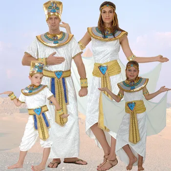 Mısır Kraliçesi Kostümleri Prenses Kraliyet Altın Kadın Erkek Kostüm Kostüm Partisi Cadılar Bayramı yetişkin cosplay kids çocuk giyim