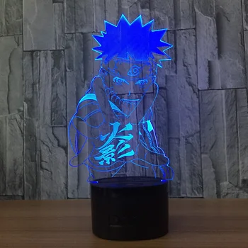 Naruto Aksiyon Figürü Uzumaki Naruto 3D Noel Hediyesi için Gece lambası Masa Lambası 3D Yenilik Lamba Gece lambası Dekorasyon LED