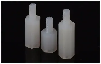 Naylon sütun dış hex Tek kafa izolasyon sütun beyaz M2 M2 yalıtımlı.5 M3 M4 tutucular Plastik vidalar amplifikatör kurulu fındık