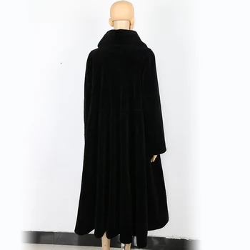 Nerazzurri Kış Uzun Yün Ceket Kadın Sıcak Gevşek Yün Palto Artı 4xl 5xl 6xl 7xl Şık Siyah Etek-Ceket büyük Boy