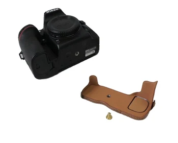 Nikon D7500 Açık pil Siyah Kahve İçin AYdgcam Pu Deri Kamera Çantası Yarım Durumda Vücut Kahverengi