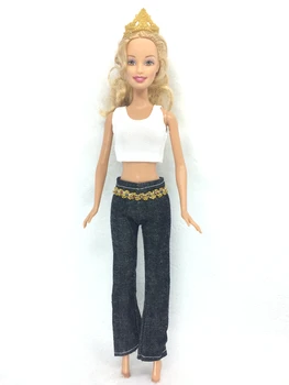 NK Bir Set Kıyafet Moda Rahat Tarzı Kıyafetler 010C çocuklar için Barbie Bebek Kız doğum günü yeni yıl Hediyesi İçin Pantolon + el Yapımı