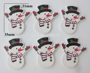Noel dekorasyon için WBNWOG Beyaz kardan adam Düğmeleri 35 mm*31 mm yassı sırtlı deniz Noel Baba dikiş ahşap Düğme Scrapbook 50pcs