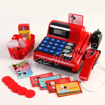 Noel Hediye yazarkasa Bebek Gibi Oyuncak Öğrenme Çocuklar Süpermarket POS Makinesi Oyun Çocukların Eğitim Modeli Mevcut