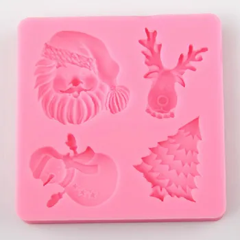 Noel, Noel Baba, Kar, Çorap,Fawn Silikon Kalıp 3D Silikon Çikolata Kalıp Pasta Dekor Pasta Fondan Araçları FM045
