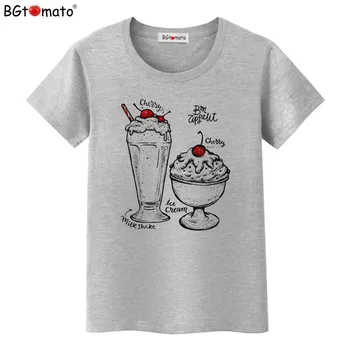 O BGtomato Dondurma t-shirt serin üst kısa kollu yaka rahat giysiler yepyeni t-shirt kadın Sıcak Satış gömlek kadın üst tees