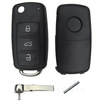 OkeyTech 3 Düğme Volkswagen Beetle VW Jetta Golf Passat Polo Bora Kesilmemiş Uzaktan Araba Anahtarı Durumda Kabuk Boş Anahtarlık Bıçak Çevirme