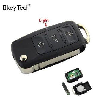 OkeyTech 433MHz 3 Düğme Flip Anahtar VW PASSAT 2005-Polo Skoda 1K0959753G için İD48 Çip İle Uzaktan Anahtar Kapağı Fob Sustalı