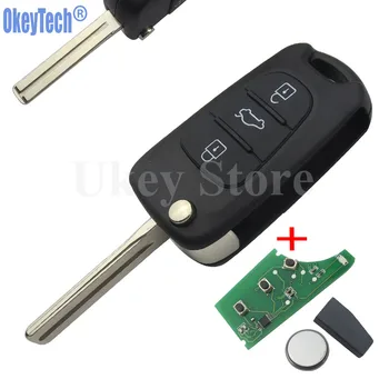 OkeyTech 433MHz 3 Düğme Yedek İD46 PCF7936 Transponder Çip Ücretsiz Kargo ile Hyundai ı30 ix35 için Uzaktan Anahtar Fob Flip