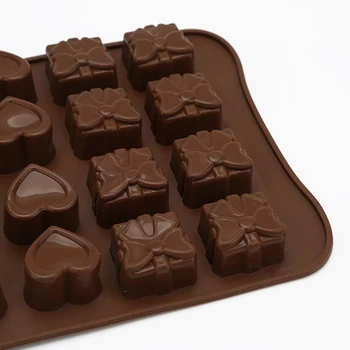 OLAYER 1 ADET Silikon Çikolata Kalıp 24 Delik Gül Aşk Hediye Kutusu Silikon Kalıp Buz, Kek,Çikolata,Köpük Kalıp