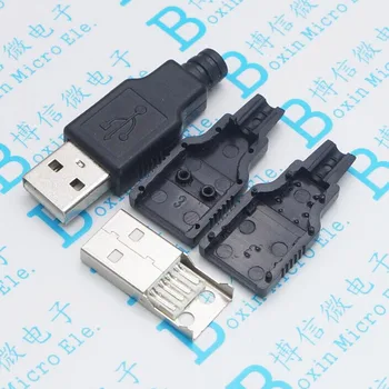 Oluşan ısı ile plastik parça plastik kabuk koltuk 4P4 hattı-üç ortak kablo tipi erkek USB tipi Bir erkek 30pcs kabuk