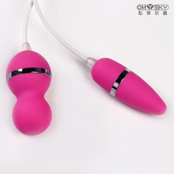 OMYSKY su Geçirmez Çift Silikon Masaj Kegel vajinal topları + Titreşimli Uyarıcı veya Anal Vibratör Seks Oyuncakları Klitoris