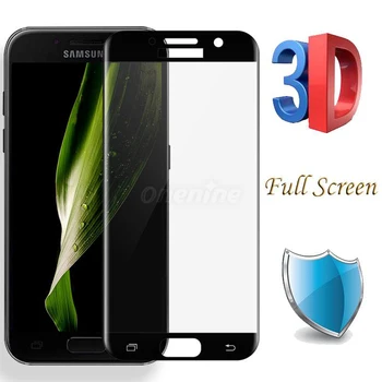 Onenine 4D Samsung Galaxy A3 A5 A7 2017 Ekran Koruyucu için 3D Kavisli Sertleştirilmiş Cam Oyma Tam Kapak Koruyucu Film A520F