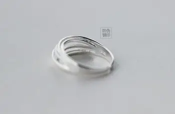 Orijinal 925 Gümüş Çoklu katmanlar Çarpık Aşk Düğümü Bant Yüzük Takı ayarlanabilir boyutu GTLJ830
