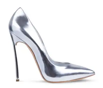 Orijinal Niyeti Moda Kadın Pompaları Ayak Metal İnce Topuk Altın Gümüş Şampanya Ayakkabı Kadın Pompaları Artı Boyutu 4-10 BİZE Gösterdi.5