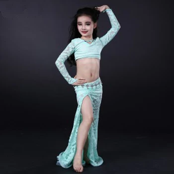 Oryantal Dans Kıyafetleri yeni çocuk/Çocuk/Kız Oryantal Dans Gösterisi 4 renk yüksek kaliteli Kostümleri Tayt Güzel Top+Etek elbise
