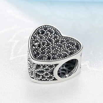 Otantik 925 Gümüş Çekicilik Aşk Kalp Takılar İle Dolu Boncuk Pandora Bilezik Kadınlar DİY Takı Fit