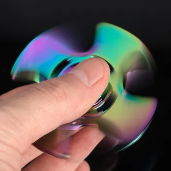Otizm Ve DEHB Çocuklar Yetişkinler İçin renkli Fırıldak Tri-Spinner Fidget Oyuncak metal El Spinner Dönüşü Dört Köşe düz Odağı